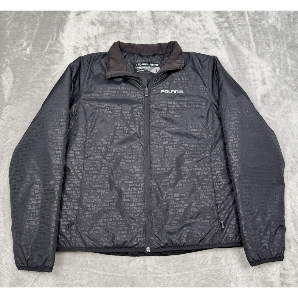 Polaris Snowmobile Jacket Womens Large Black Full Zip Logo Coat Y2K 2000s Winter